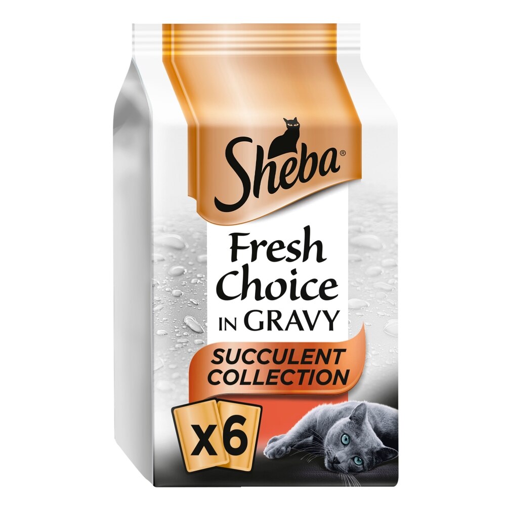 Sheba Fresh Choice Succulent Slices in Gravy Mini Pouch 6 Pack - 50g